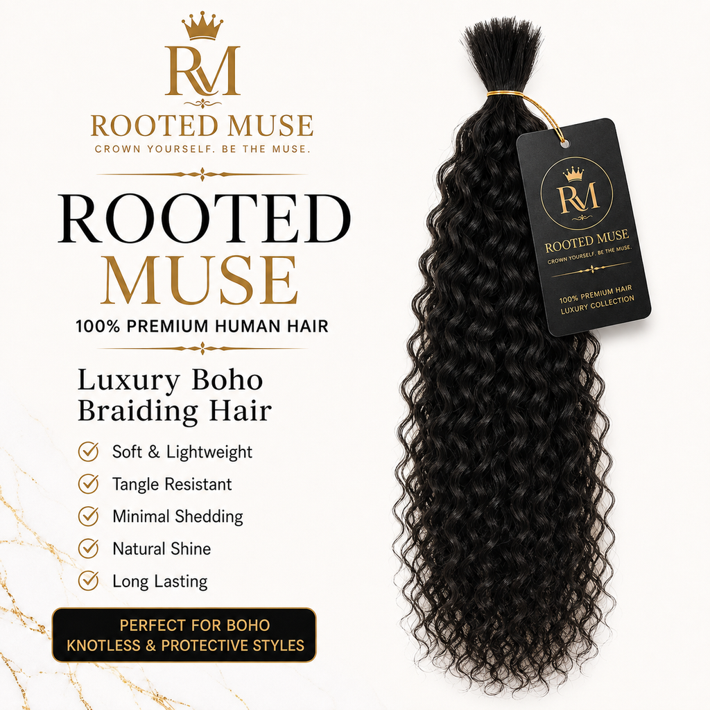 Rooted Muse 100% Human Hair Bulky Curl Boho Braiding Bundle – 18”